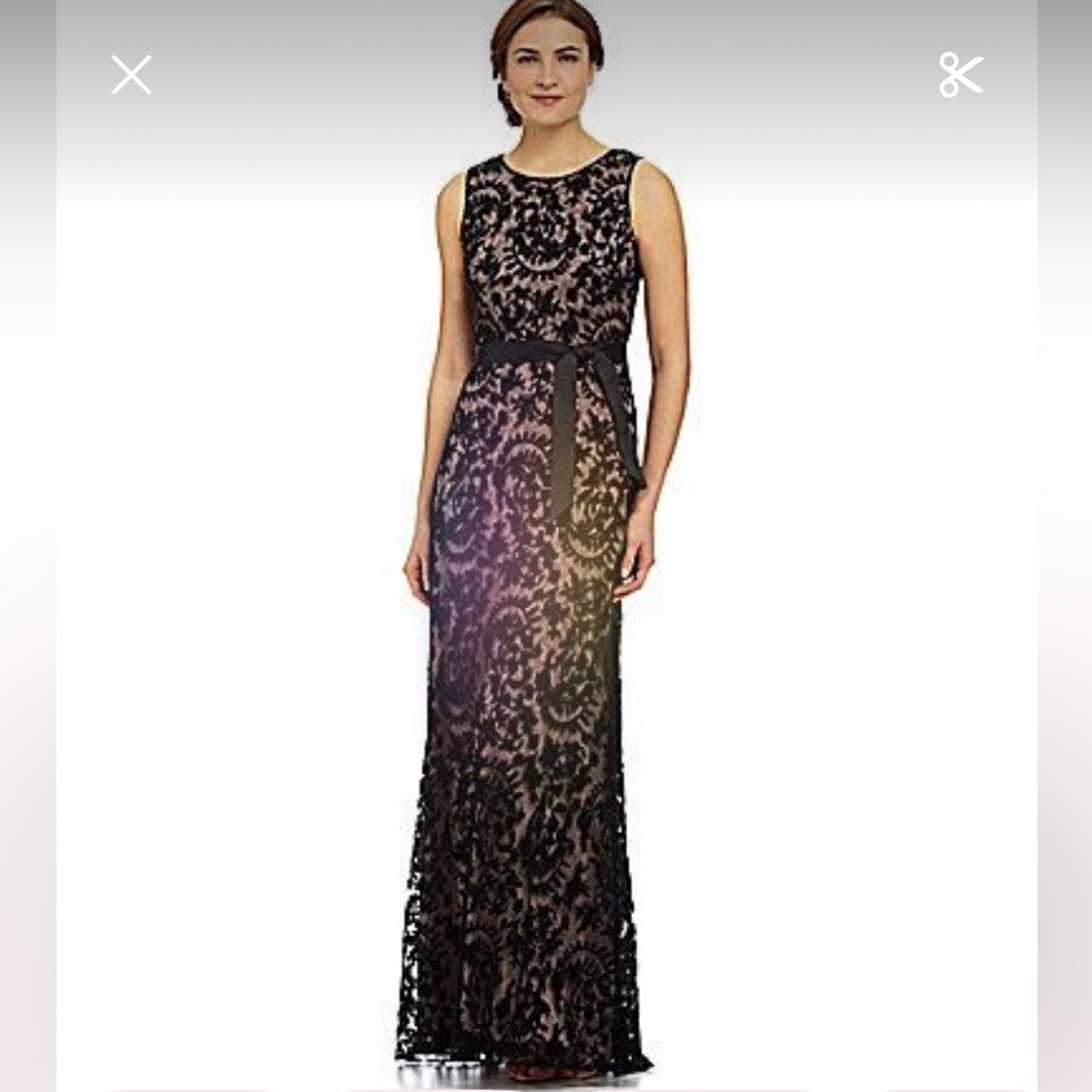Adrianna Papell Black Lace Overlay Maxi Dress